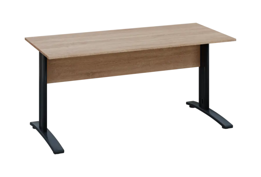 EPK 27 - 16 stůl kancelářský, kovová podnož černá, deska 25 mm, široký 1600 mm, dub bardolino